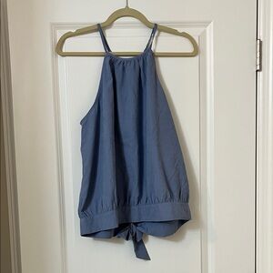 Eesome Slate Blue Halter Tank with Tie Back